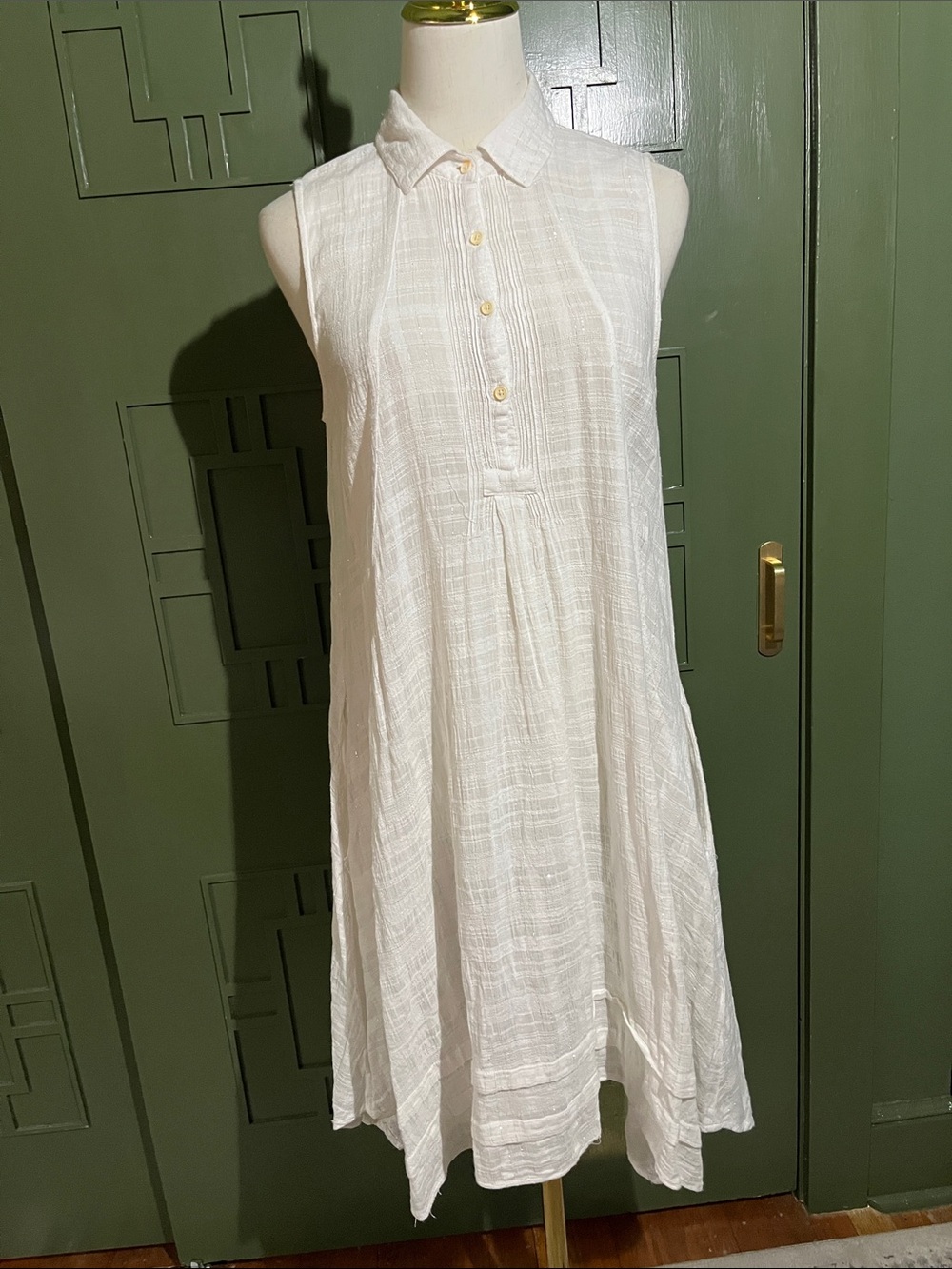 Isabella Sinclair White Sleeveless Collared Swim Cover-Up Dress